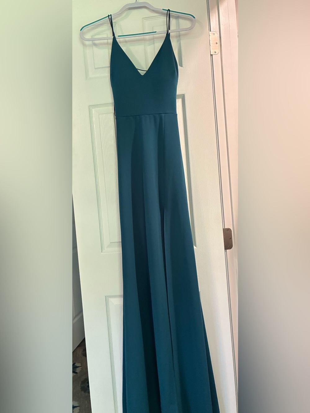 Windsor Teal Spaghetti Strap V-Neck Maxi Dress